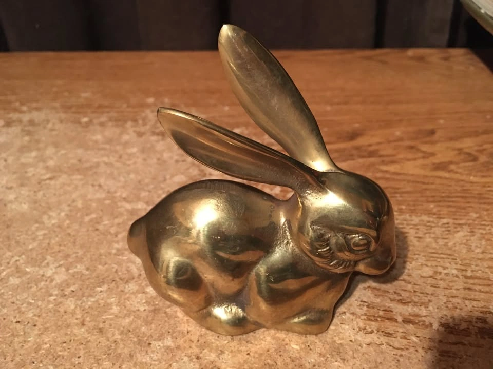VINTAGE BUNNY RABBIT GREAT CITY TRADES SOLID BRASS FIGURINE - photo 2