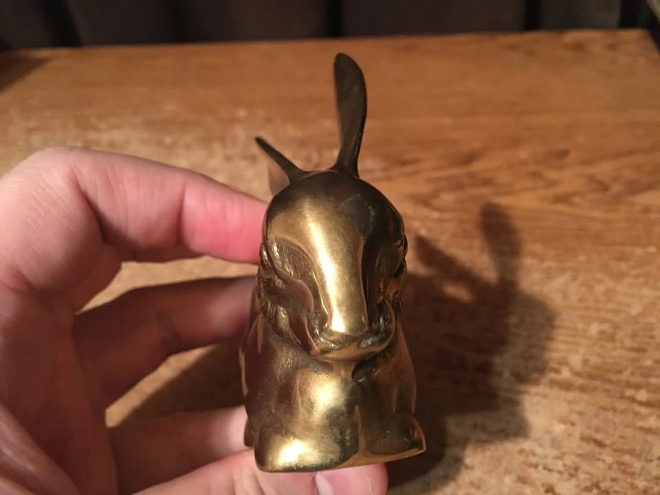 VINTAGE BUNNY RABBIT GREAT CITY TRADES SOLID BRASS FIGURINE - photo 4