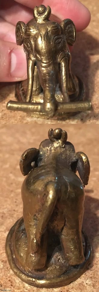 Lot of 2 Brass and Bronze Elephant Figurines - photo 5