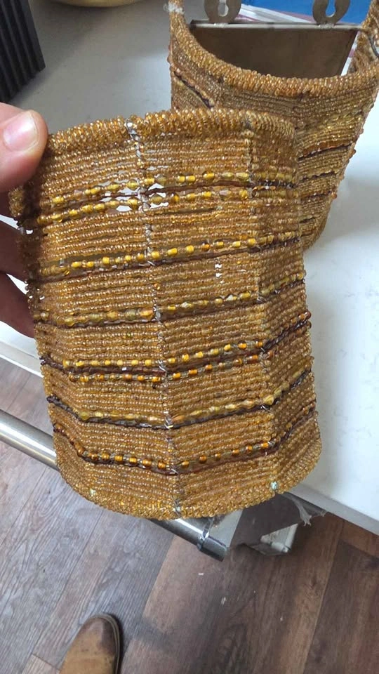 Pair of Beaded Wall Sconce Candle Holders - photo 2