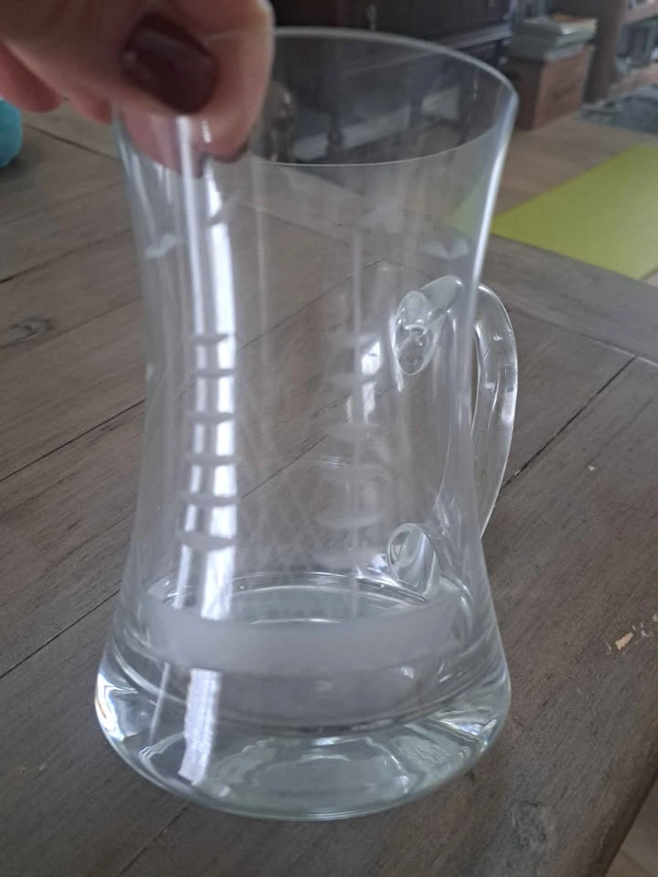 Set of 3 glasses beautiful sailboat sketched into glass - photo 2