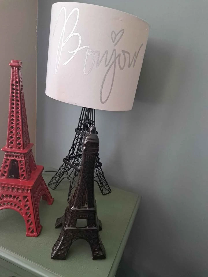 Paris Eiffel Tower Lamp and 2 Decor Statues Set