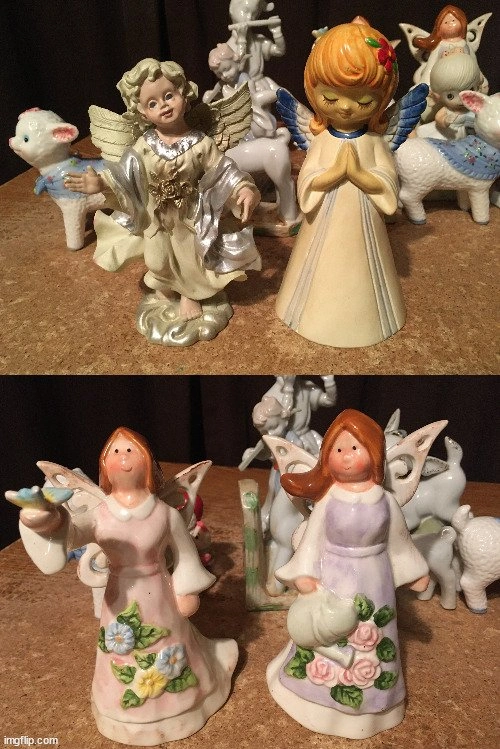 LOT OF 35 FIGURINES ENESCO ANGELS ANIMALS DEER BEAR KIDS - photo 4