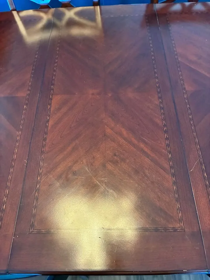 Hardwood Dining Table with 6 Chairs and Inlay Detail - photo 3