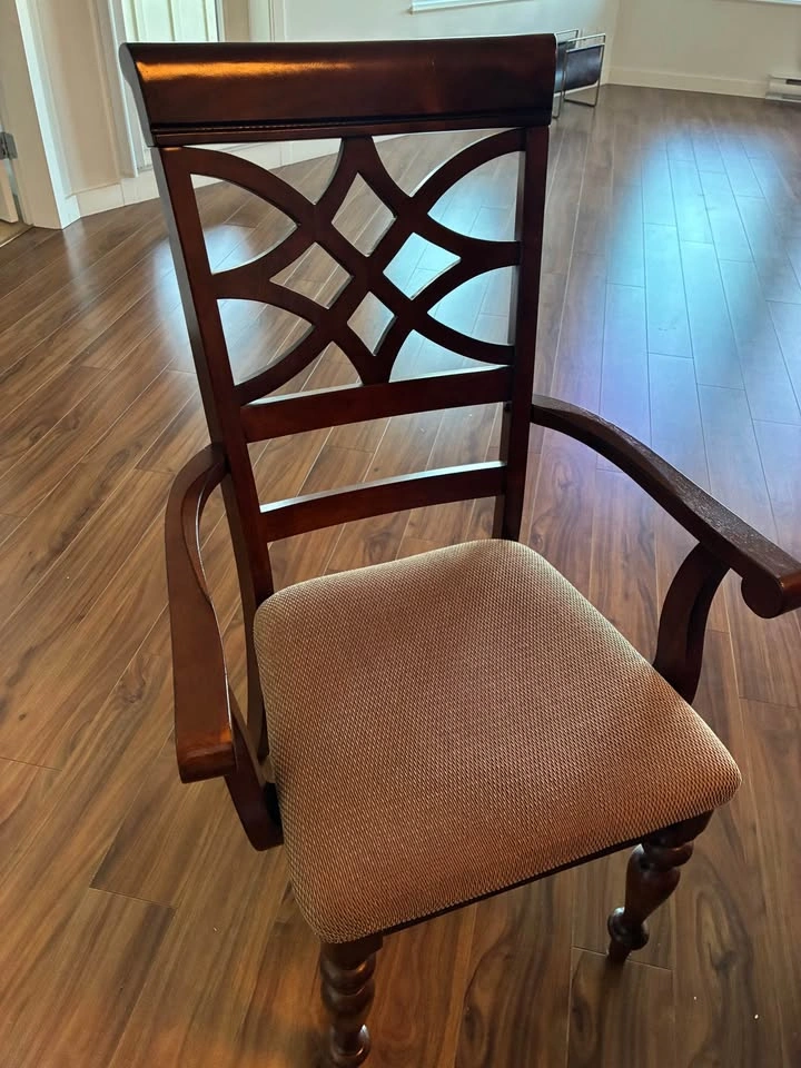 Hardwood Dining Table with 6 Chairs and Inlay Detail - photo 4