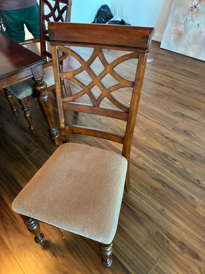Hardwood Dining Table with 6 Chairs and Inlay Detail - photo 5