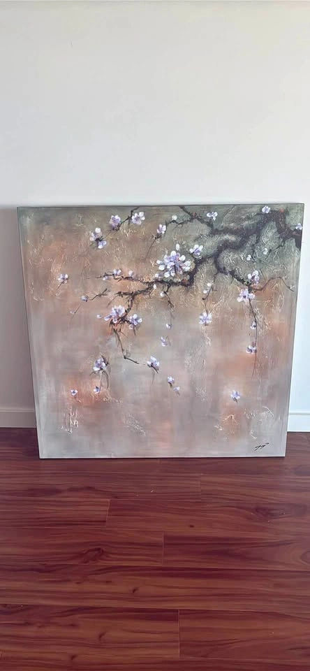 Genuine Acrylic Japanese Style Magnolia Flowers Painting