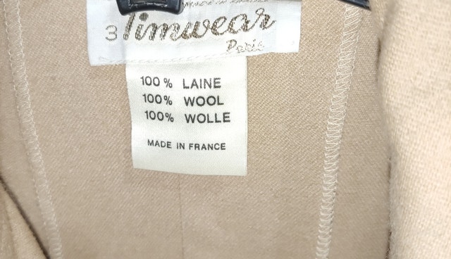 Made in France 100% Wool Trench Coat Vintage Timwear Paris
