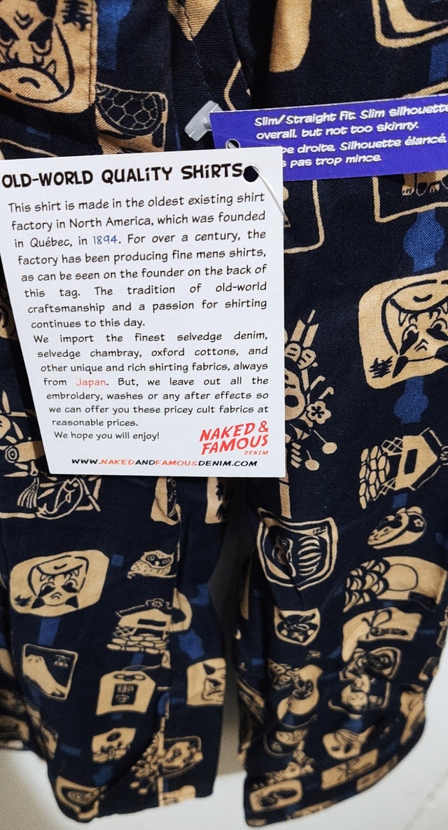 NEW wTag Naked & Famous Easy Shirt Japanese Fabric Size L Mens