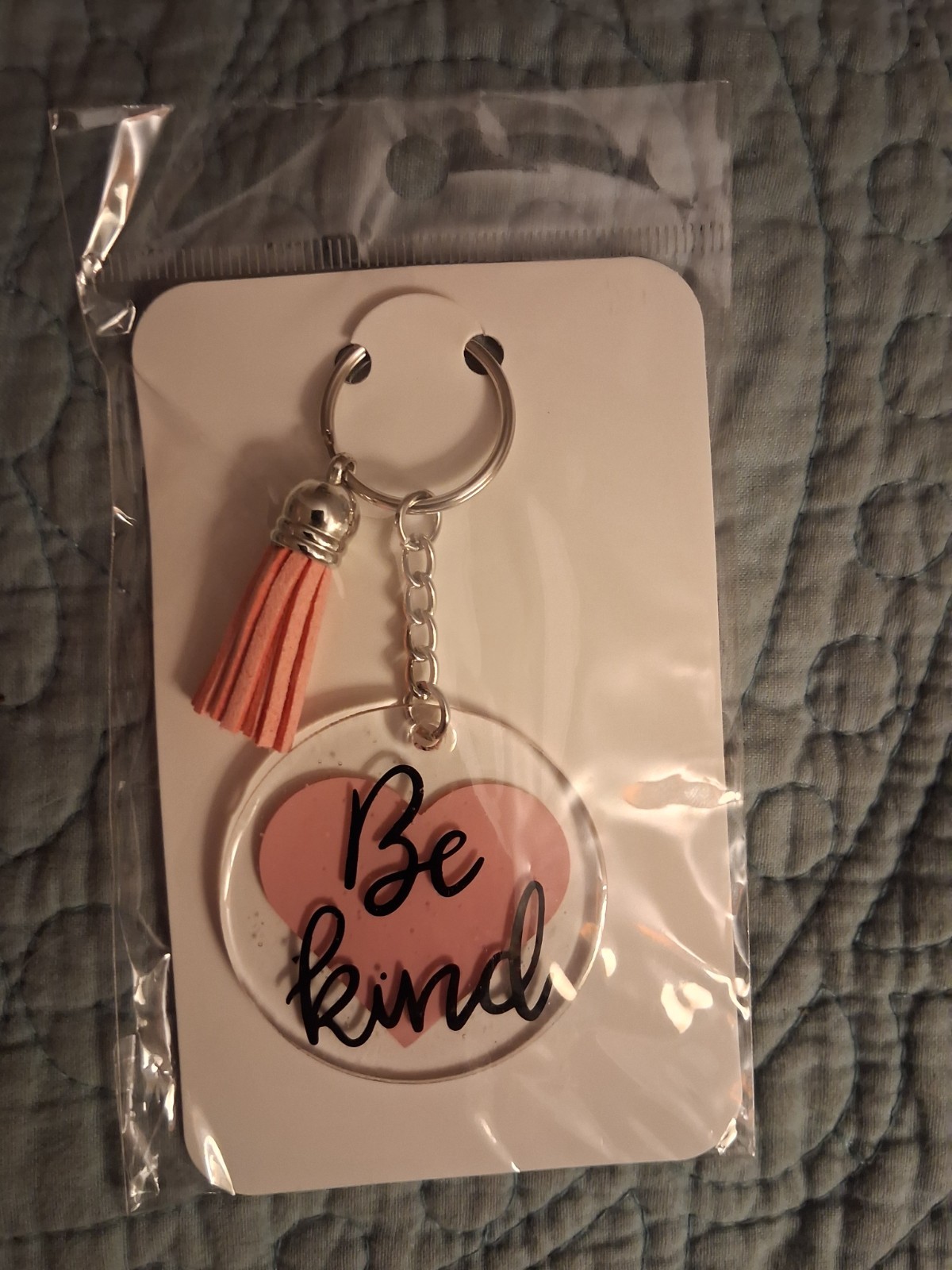 Be Kind Inspirational Acrylic/Metal Key Chain w/ Pink Tassel - photo 2