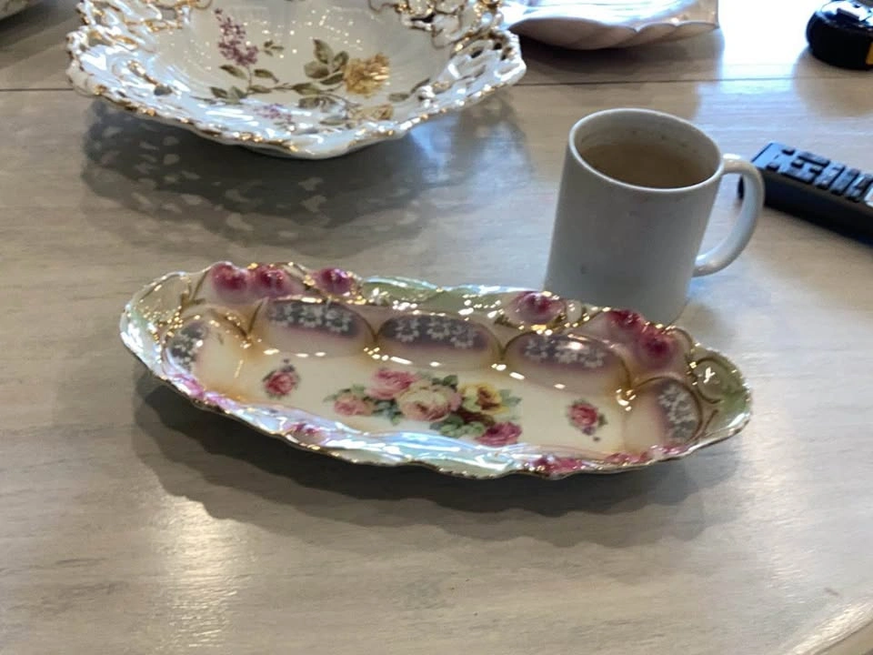 Vintage Porcelain Floral Celery Dish - photo 3