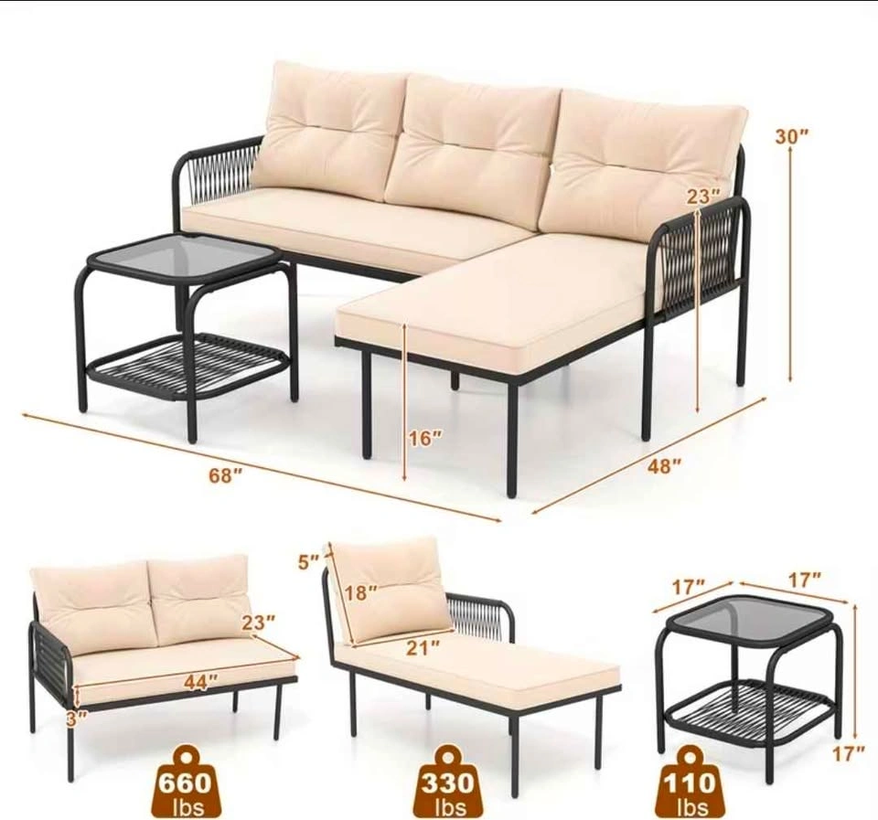 Brand new 3pc patio sectional set. In a box. Unassembled. - photo 2