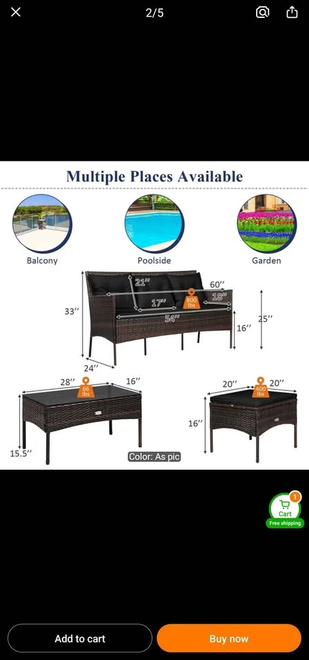 Brand new 3pc patio set. In a box. Unassembled - photo 2