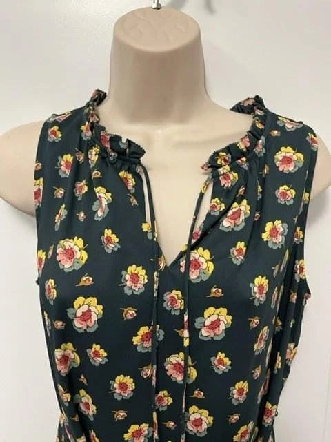 LOFT Dark Green Floral Tie Waist Dress ~ S Petite ~ NWT⚽️ - photo 2