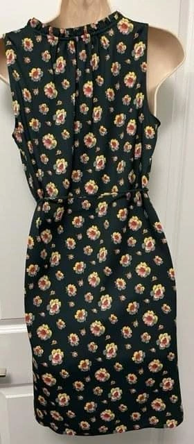 LOFT Dark Green Floral Tie Waist Dress ~ S Petite ~ NWT⚽️ - photo 3