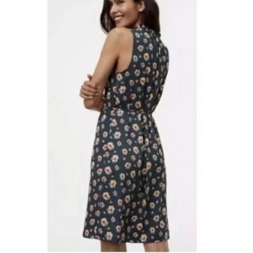 LOFT Dark Green Floral Tie Waist Dress ~ S Petite ~ NWT⚽️ - photo 5