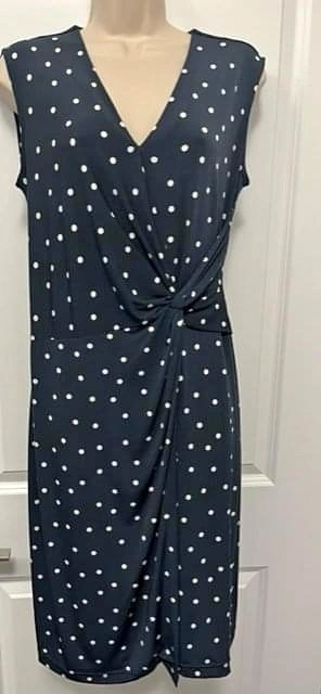 Banana Republic Polka Dot Grey Faux Wrap Dress ~ S Petite⚽️