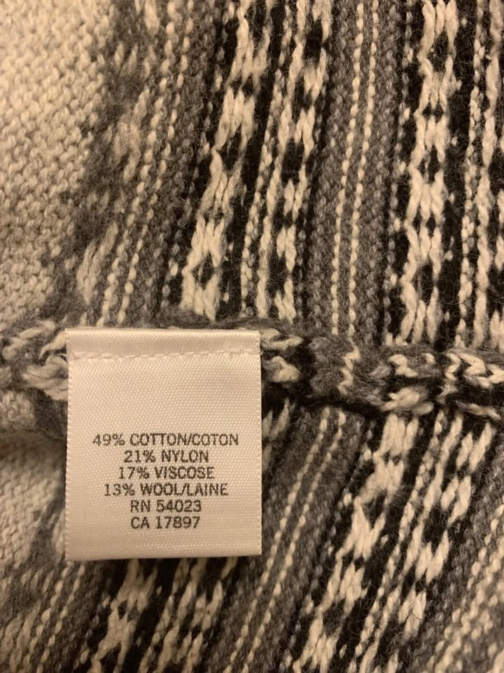Banana Republic Women's Grey Fair Isle Wool Cardigan ~ S ⚽️ - photo 2