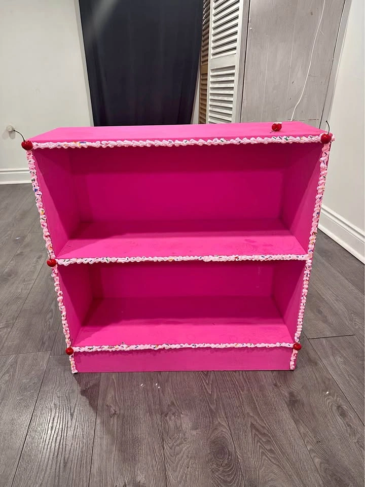 Handcrafted Pink Decorative Bookshelf / Storage Shelf