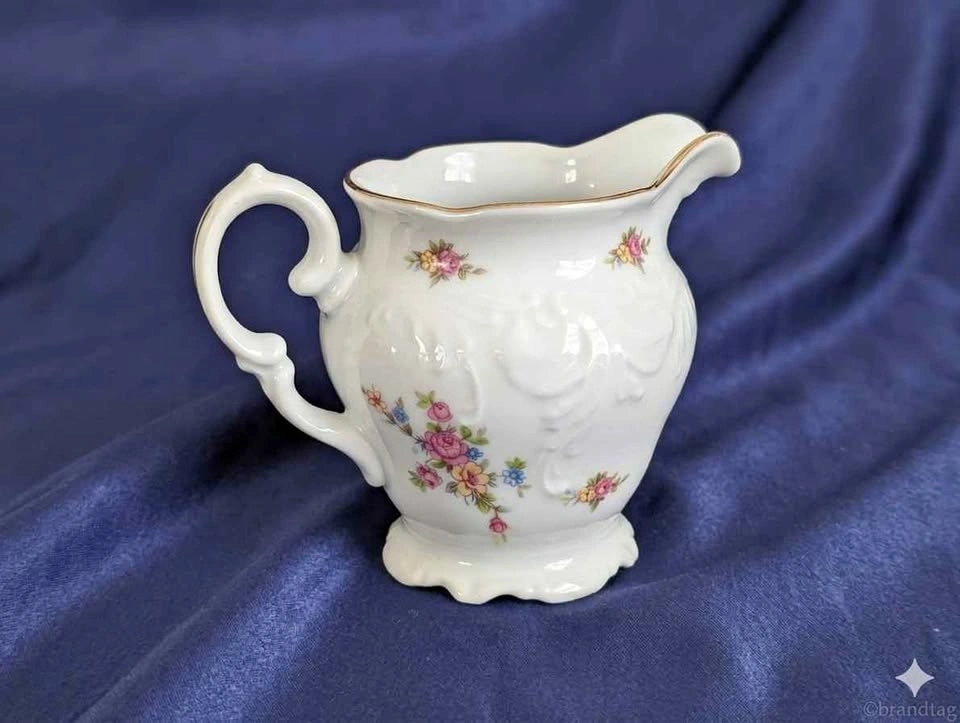 Vintage Wawel Poland Porcelain Creamer Jug – Floral & Gold Trim