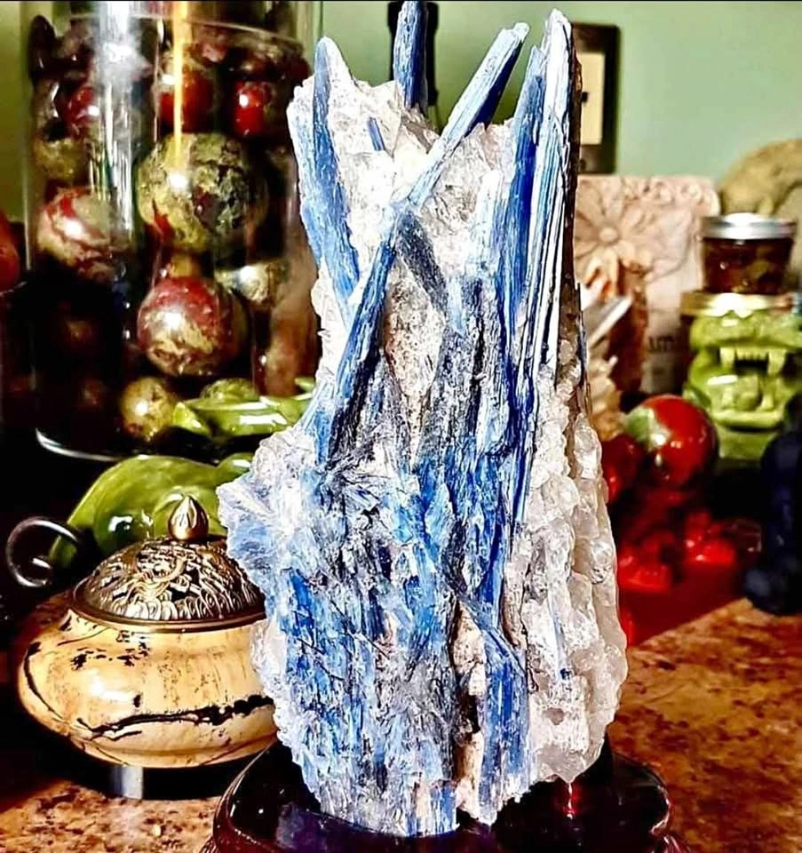 Large Blue Kyanite in Quartz – Display Specimen with Custom Stan