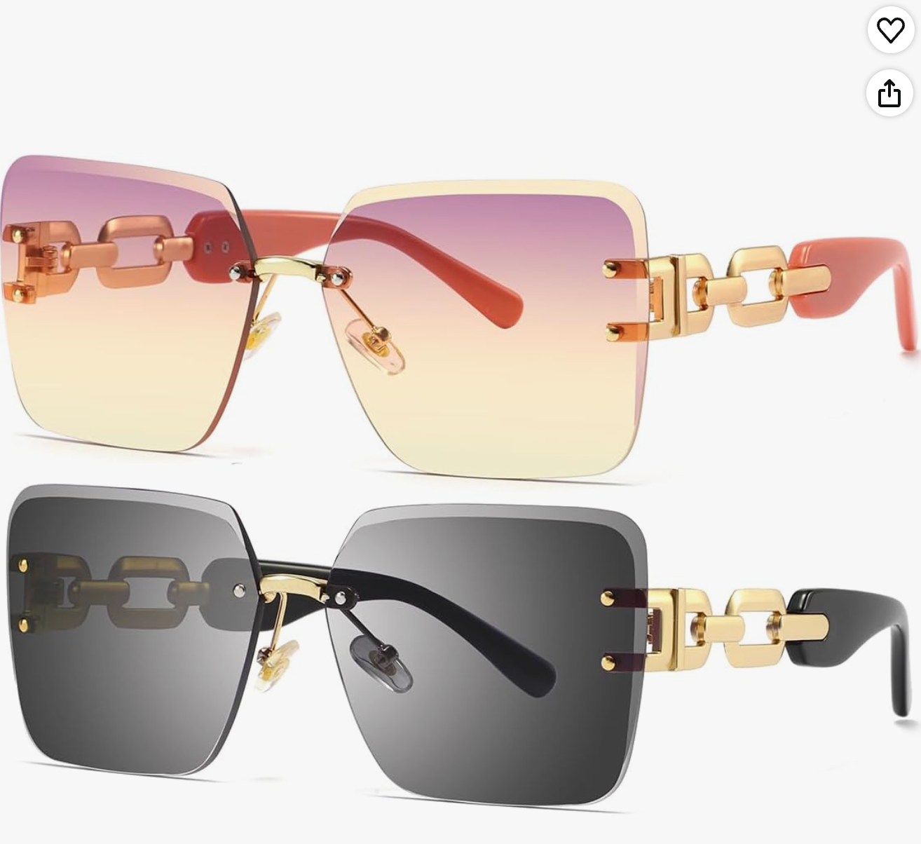 Pink and Black Large Square Frame Women's Sunglasses UV Protecti