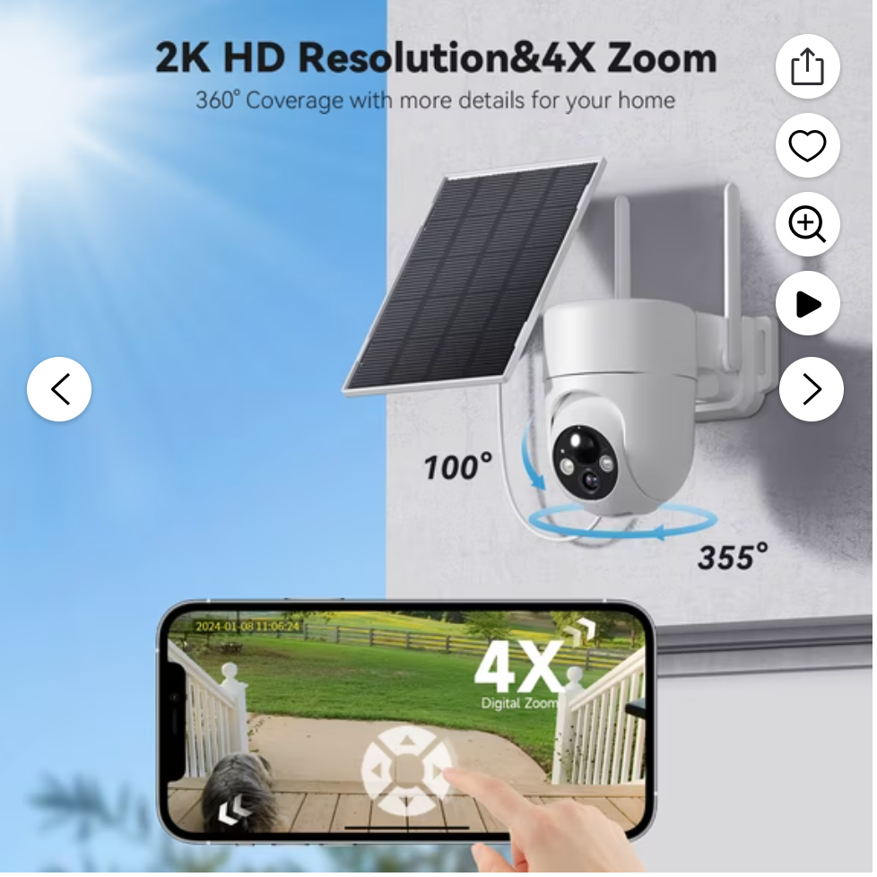 Solar Security Camera Wireless Outdoor, 2K WiFi Camera - photo 3