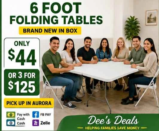 6 foot folding tables BRAND NEW IN BOX ONLY $44