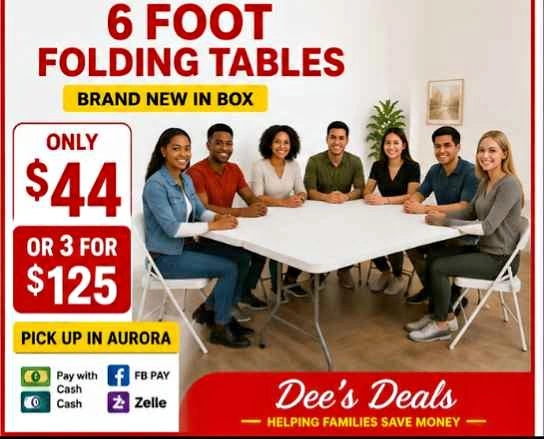 6 foot folding tables BRAND NEW IN BOX ONLY $44