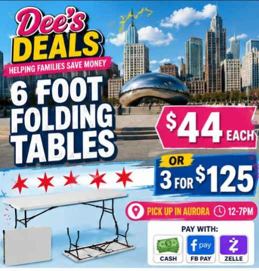 6 foot folding tables BRAND NEW IN BOX ONLY $44 or 3 for $125 - photo 3