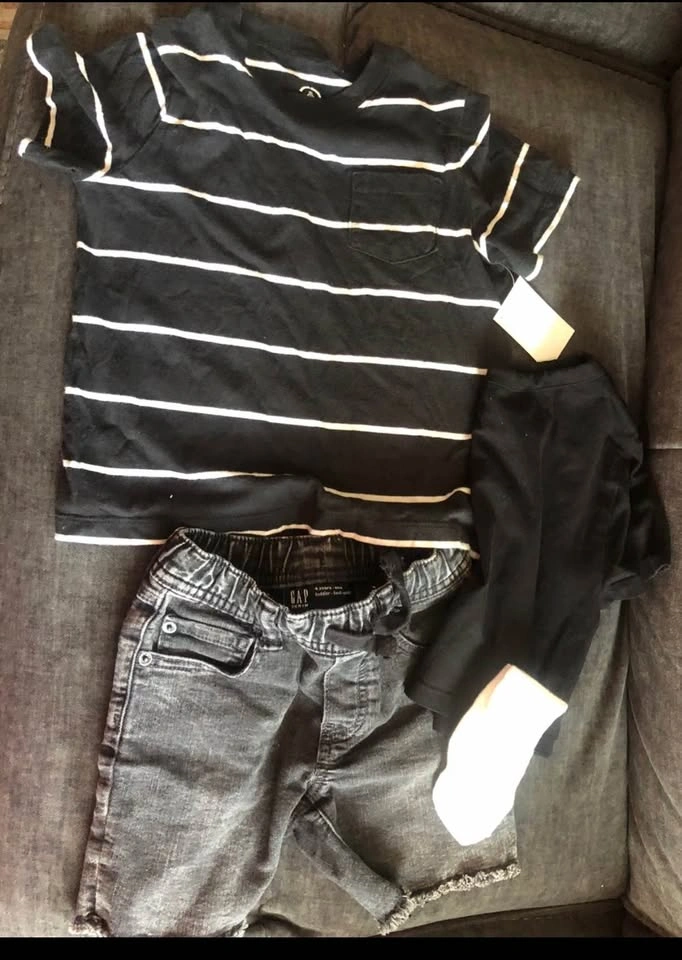 ⚽️ Baby Gap Toddler Outfit: Striped Tee & Denim Shorts - 4 Years - photo 5