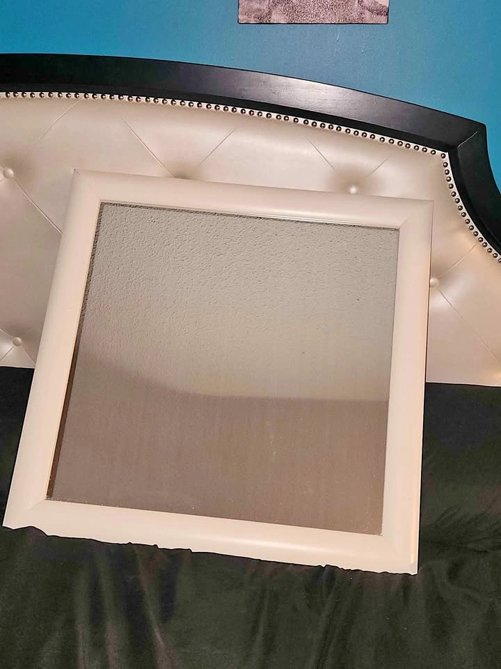 Square White Framed Wall Mirror