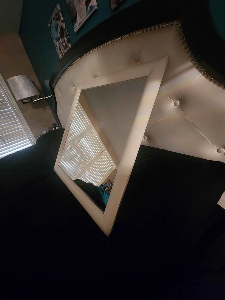 Square White Framed Wall Mirror - photo 2