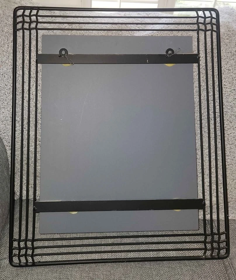 Black Metal Wire Frame Wall Mirror - photo 3