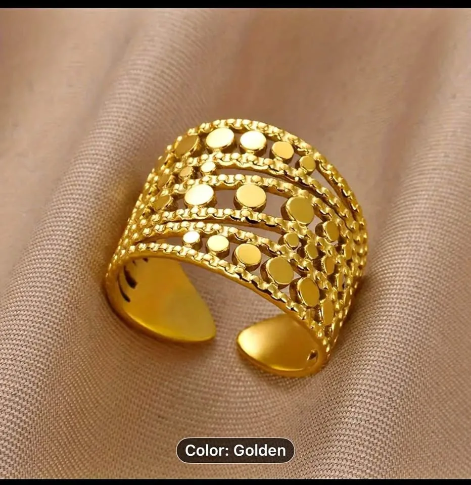 18k gold plated stainless steel ring thumbnail