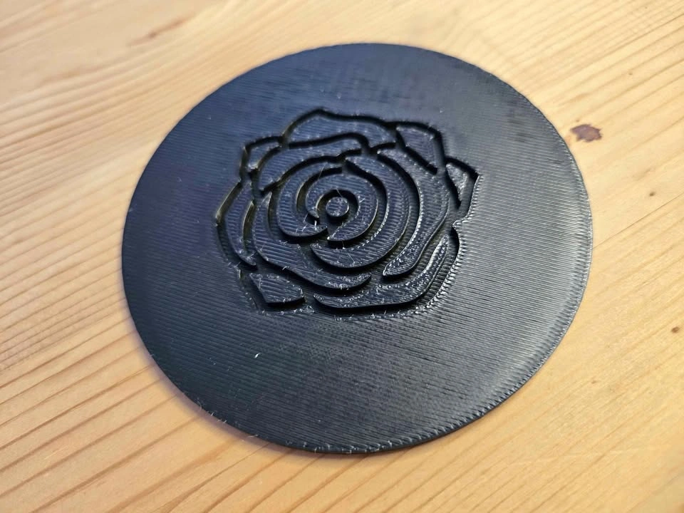 3D Printed Rose Coaster – Black – Drink Coaster