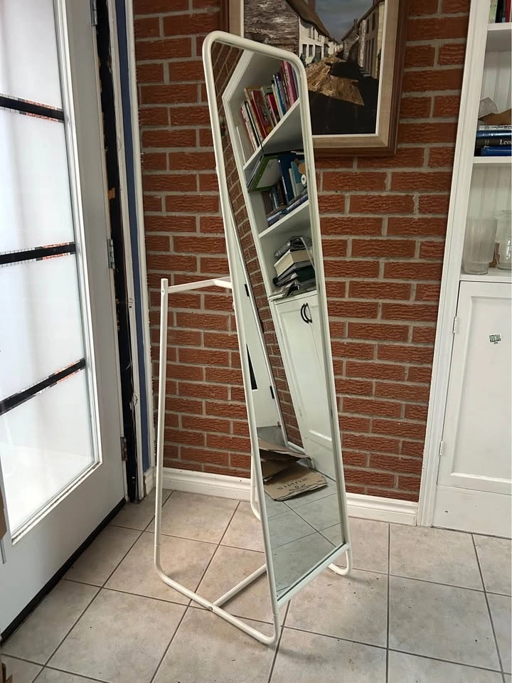 White Standing Mirror with Storage - photo 4