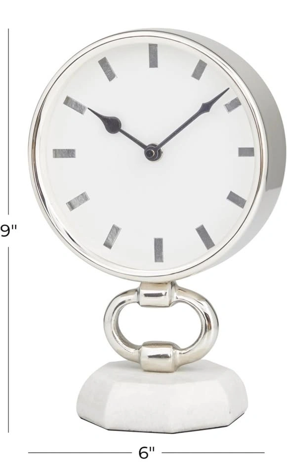 Silver and White Table Clock - photo 2