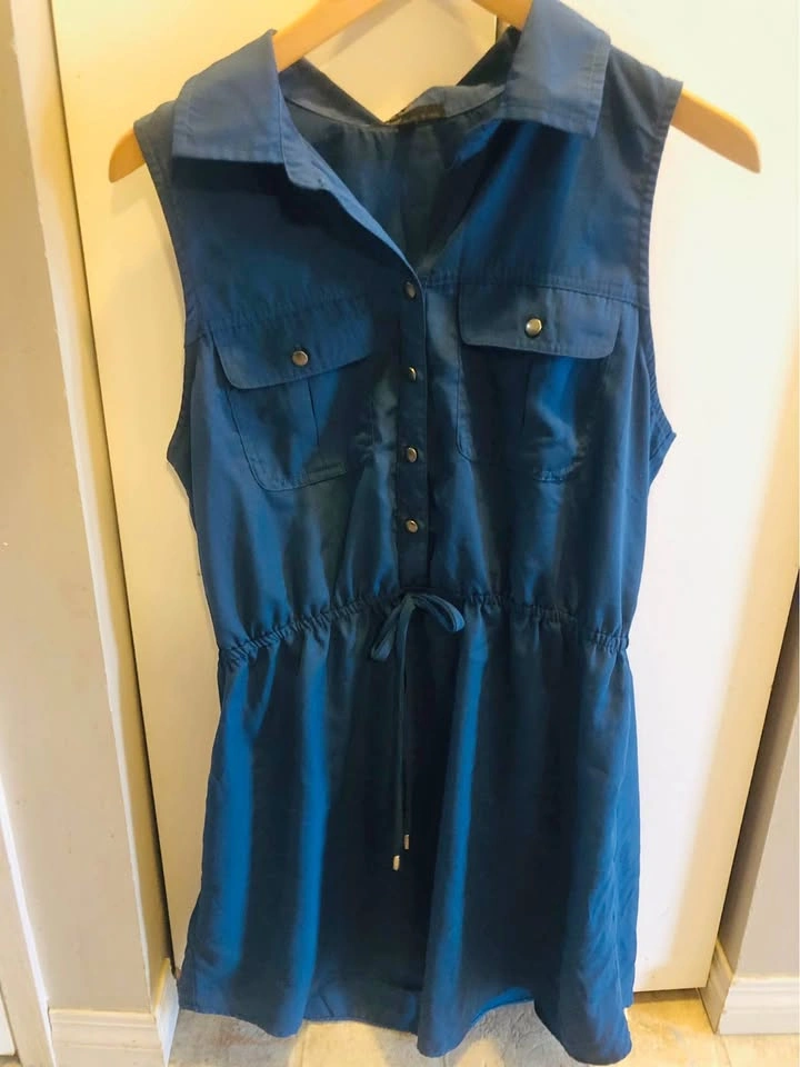 ⚽️ Navy Sleeveless Button-Up Dress - Dark Blue - XL