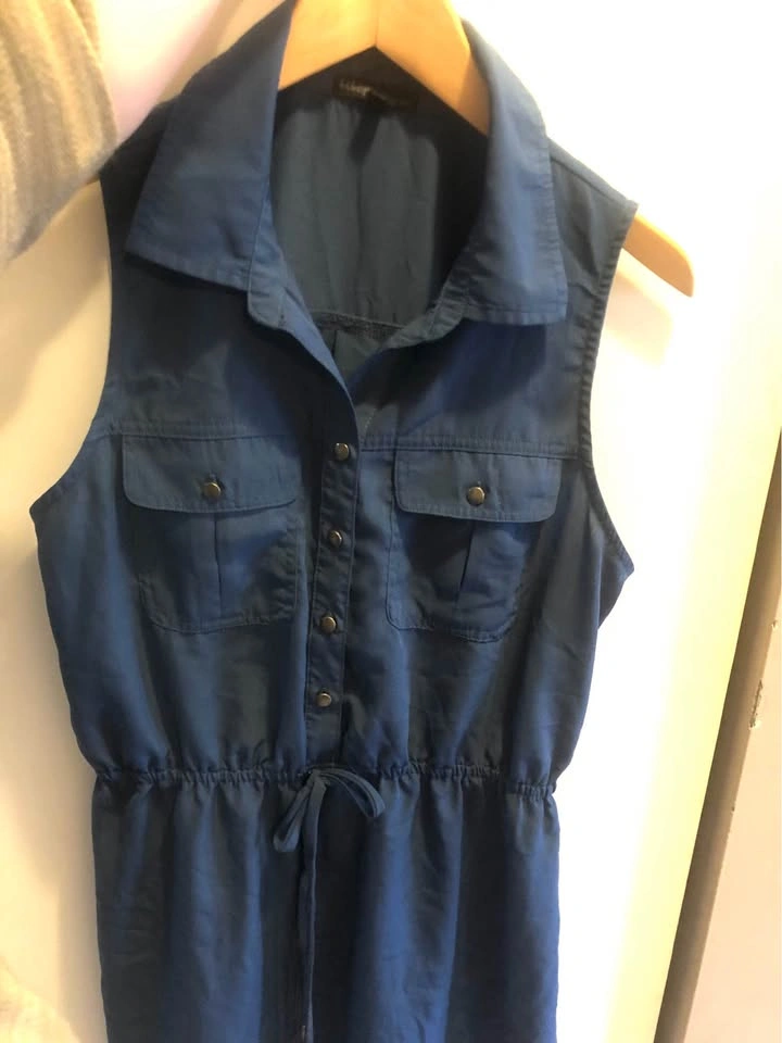 ⚽️ Navy Sleeveless Button-Up Dress - Dark Blue - XL - photo 2