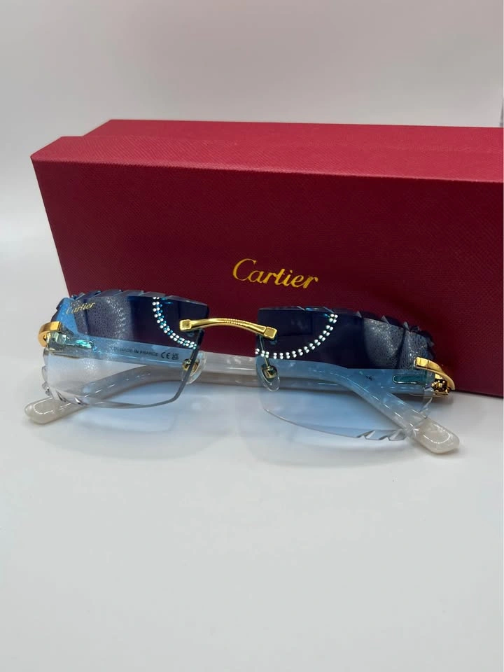 *(💲200)* Baby Blue Cartier Diamond Cut Sunglasses - photo 5