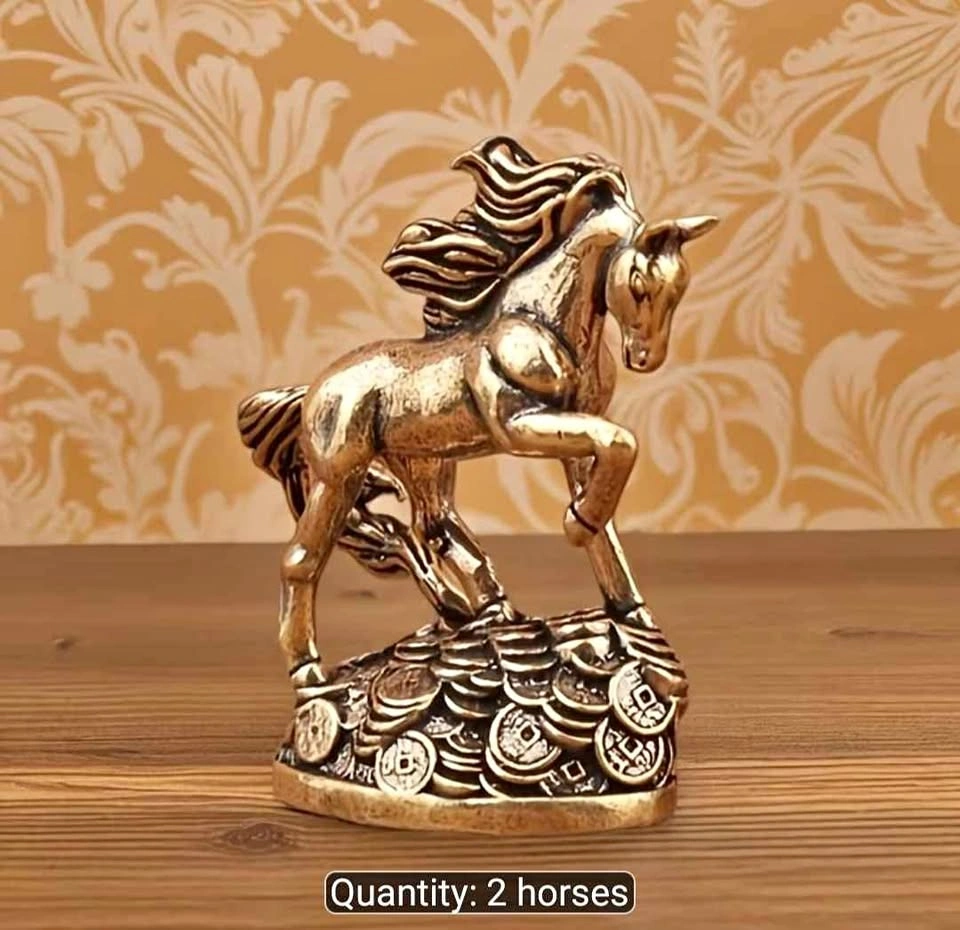 Brass Horses with Coins Wealth Attraction Decorative Figurines