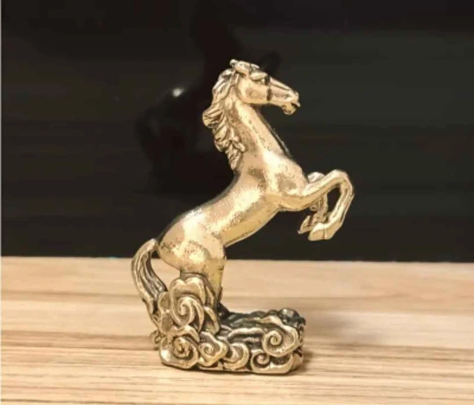 Vintage Brass Horse Figurine - Prosperity Zodiac Horse Statue