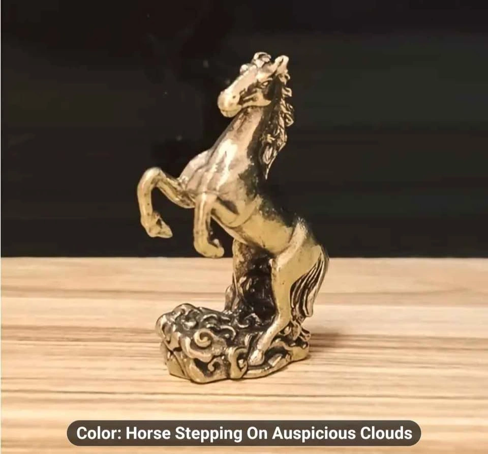 Vintage Brass Horse Figurine - Prosperity Zodiac Horse Statue - photo 2