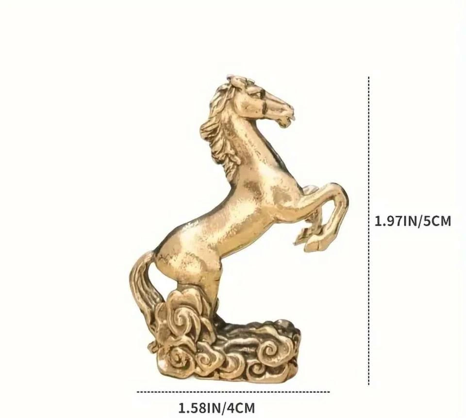 Vintage Brass Horse Figurine - Prosperity Zodiac Horse Statue - photo 3