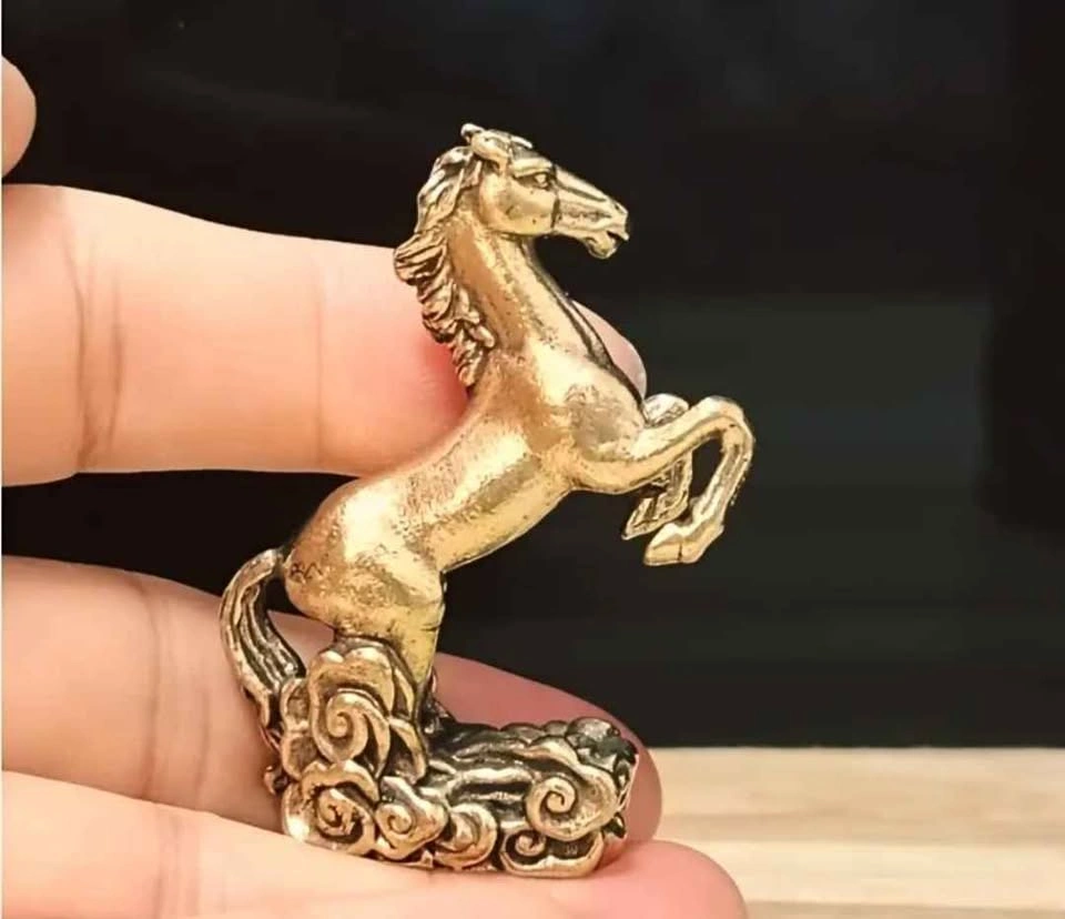 Vintage Brass Horse Figurine - Prosperity Zodiac Horse Statue - photo 4
