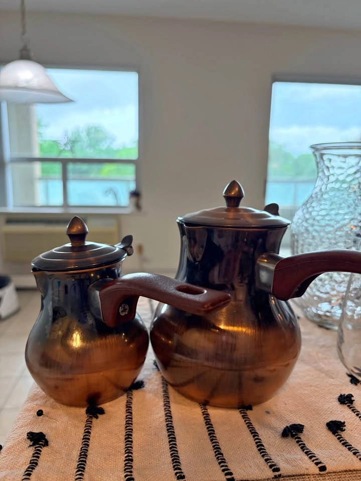 Set of 2 Copper Turkish Coffee Pots