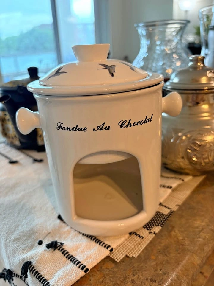 Ceramic Hummingbird Chocolate Fondue Set