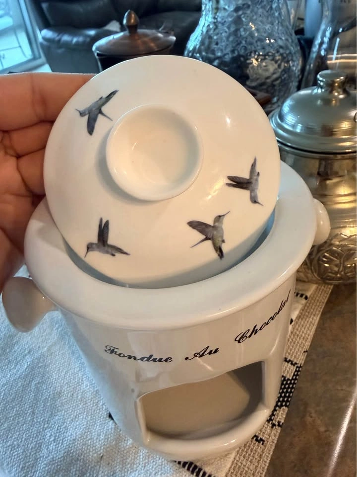 Ceramic Hummingbird Chocolate Fondue Set - photo 2