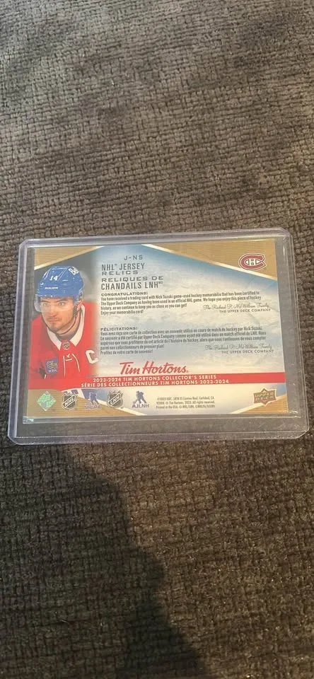Upper Deck Tim Hortons Nick Suzuki Canadiens Jersey Relic Card - photo 2